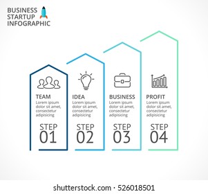 Vector Growth Arrows Infographic, Flat Diagram, Linear Graph, Presentation, Up Stairs Chart. Business Performance And Success Concept With 4 Options, Parts, Steps, Processes.