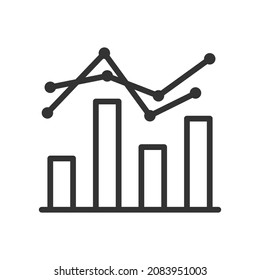 Vector growth bar outline icon, target and business related 64x64 Pixel, editable stroke white background