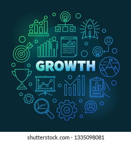 Vector Growth colored round outline illustration on dark background