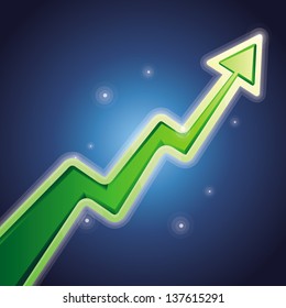 Vector growth concept - abstract arrow on blue background