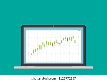 Vector growth concept in flat style  with graph on computer, Investment Success concept