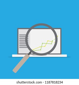 Vector growth concept in flat style  with graph on computer, Investment Success concept