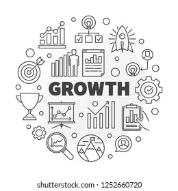 Vector Growth concept simple round illustration in thin line style