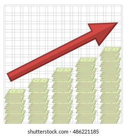 Vector Growth of Dollars. American Banknotes. Cash Money. US Currency