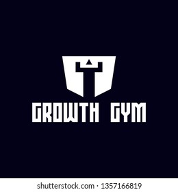vector growth gym logo, the shape of the letter G facing a picture of a strong person means growth. modern, unique, simple, elegant
