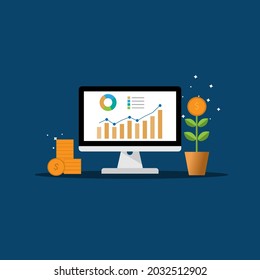vector growth saving concept, passive income, profit investing,,success financial, stock investing, saving investment,  trading graph, success on investment, analysis on stock market