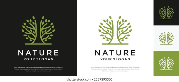 Vector growth tree logo design. Nature tree logo template. Growth logo symbol icon