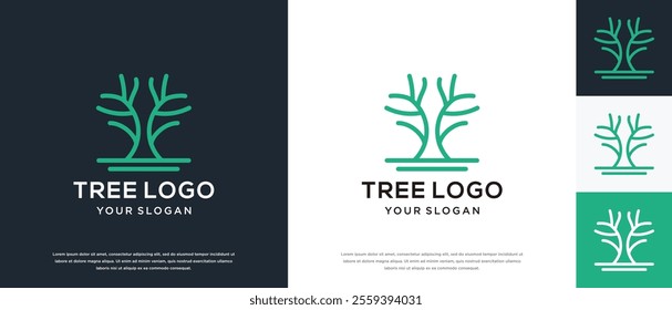 Vector growth tree logo design. Nature tree logo template. Growth logo symbol icon