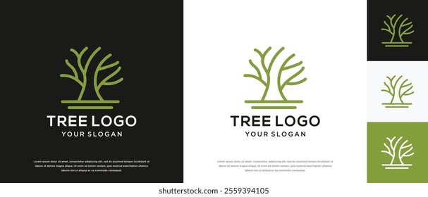 Vector growth tree logo design. Nature tree logo template. Growth logo symbol icon
