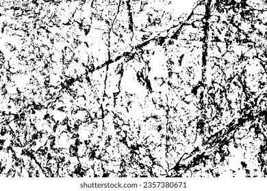 Vector grubge black and white background. Abstract surface crack texture old wall.