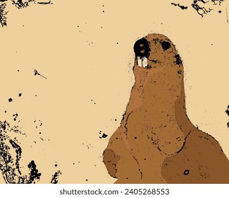 Vector grunge abstract art groundhog background