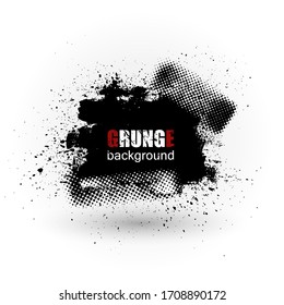 Vector grunge abstract background for banner.Halftone,ink blobs,splatter.