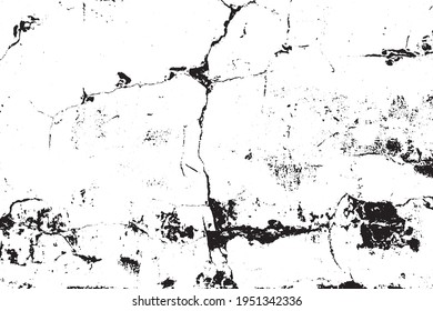 Vector grunge abstract. Cement cracks texture black and white background.