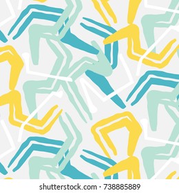Vector grunge abstract expressive pattern. Brush stroke minimalistic print in grey blue colors. Pastel fresh dynamic background