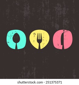 Vector grunge abstract restaurant menu design with cutlery