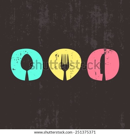Vector grunge abstract restaurant menu design with cutlery