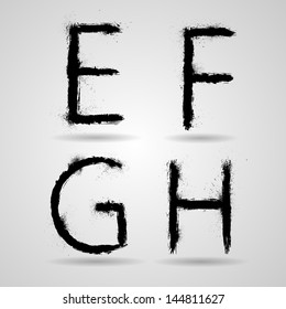 Vector grunge alphabet - E,F,G,H