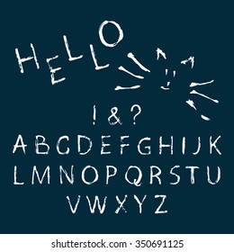 Vector Grunge Alphabet. Hand drawn calligraphic font. Handwritten script letters. Letters written with brush stroke