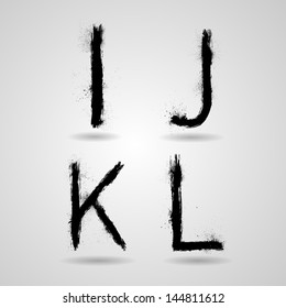 Vector grunge alphabet - I,J,K,L