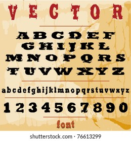 Vector grunge alphabet with letters, numbers