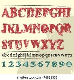 Vector Grunge Alphabet With Letters, Numbers