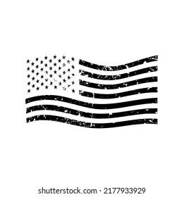 Vector grunge American flag with black color and looks like blowing in the wind. can be used for various purposes

