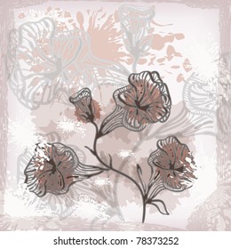 vector grunge background with abstract flowers, gradient, mesh, clipping mask