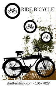 vector grunge background with bicycle silhouette