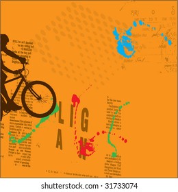vector grunge background with bicycle silhouette