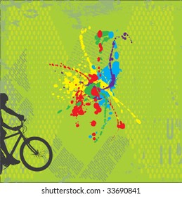 vector grunge background with bicycle silhouette