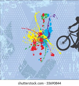 vector grunge background with bicycle silhouette