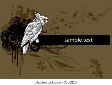 vector grunge background with big parrot