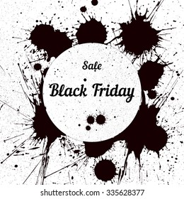Vector grunge background with an black inky dribble for Black Friday. Element for your designs, projects, promotional sales. Elements on separate layers for comfortable use.
