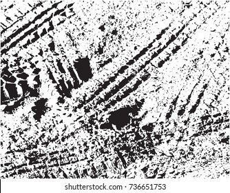 vector grunge background with black tire track. illustration. composition.
