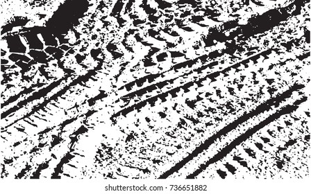 vector grunge background with black tire track. illustration. composition.