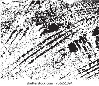 vector grunge background with black tire track. illustration. composition.