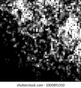 Vector grunge background of black and white squares on a white background
