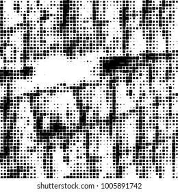 Vector grunge background of black and white squares on a white background