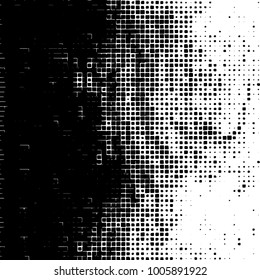 Vector grunge background of black and white squares on a white background