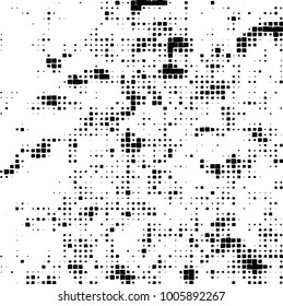 Vector grunge background of black and white squares on a white background