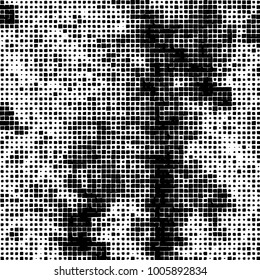 Vector grunge background of black and white squares on a white background