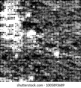 Vector grunge background of black and white squares on a white background