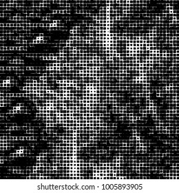 Vector grunge background of black and white squares on a white background