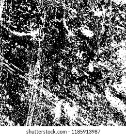 Vector grunge background in black and white. Abstract monochrome texture. Vintage old texture in cracks, scuffs, chips, stains