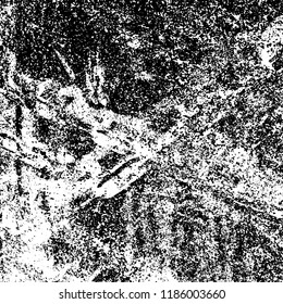Vector grunge background in black and white. Abstract monochrome texture. Vintage old texture in cracks, scuffs, chips, stains