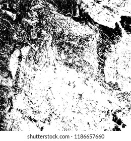 Vector grunge background in black and white. Abstract monochrome texture. Vintage old texture in cracks, scuffs, chips, stains