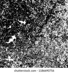 Vector grunge background in black and white. Abstract monochrome texture. Vintage old texture in cracks, scuffs, chips, stains