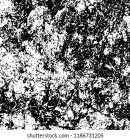 Vector grunge background in black and white. Abstract monochrome texture. Vintage old texture in cracks, scuffs, chips, stains