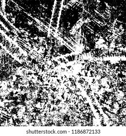 Vector grunge background in black and white. Abstract monochrome texture. Vintage old texture in cracks, scuffs, chips, stains