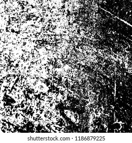 Vector grunge background in black and white. Abstract monochrome texture. Vintage old texture in cracks, scuffs, chips, stains